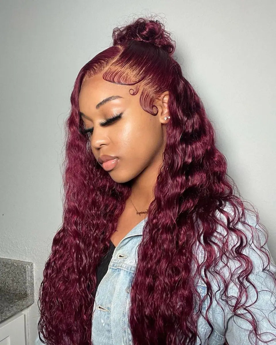 Burgundy Brazilian Deep Wave Wig