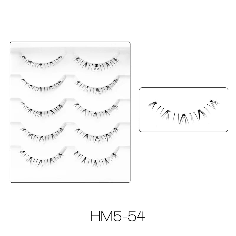 10Pairs Bottom Eyelashes Manga Lower Lashes Clear Band Wispy Small Flame Under Eye Lashes Korean Makeup Cosplay Tools