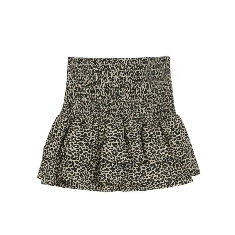 Casual High Waist Leopard Print Cake Skirt