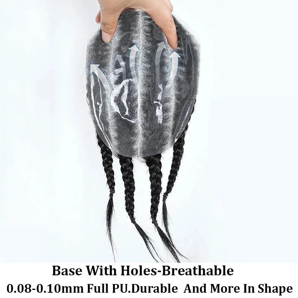 Cornrow Box Braided Human Hair Toupee