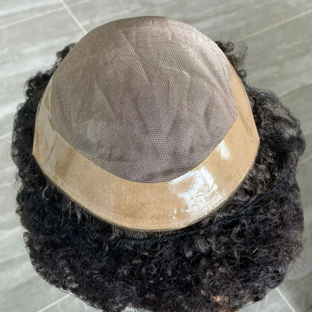 6mm Afro Kinky Curly Durable Mono Net Hairpiece Brown Blonde #1b #2 #4 Human Hair Toupee Undetectable Hairline Prosthesis