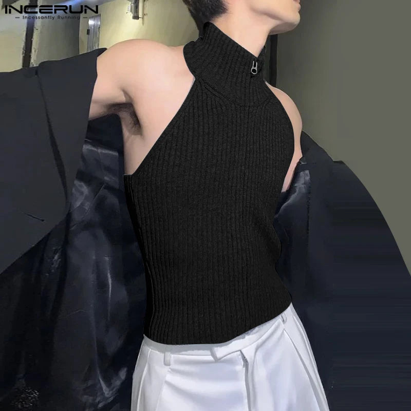 Knitted Texture Hanging Neck Top