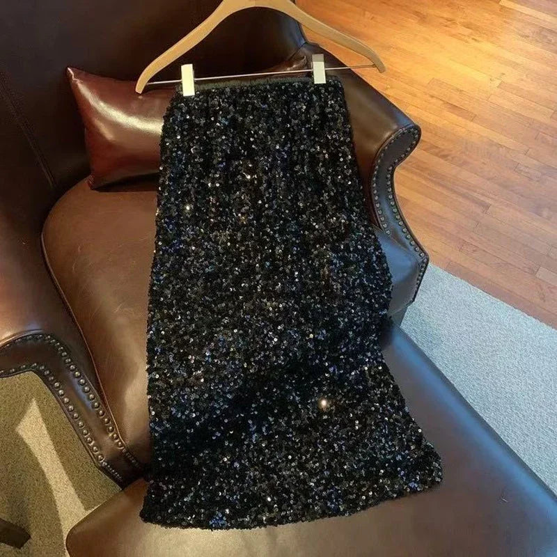 Sequin Decorate Midi Skirt