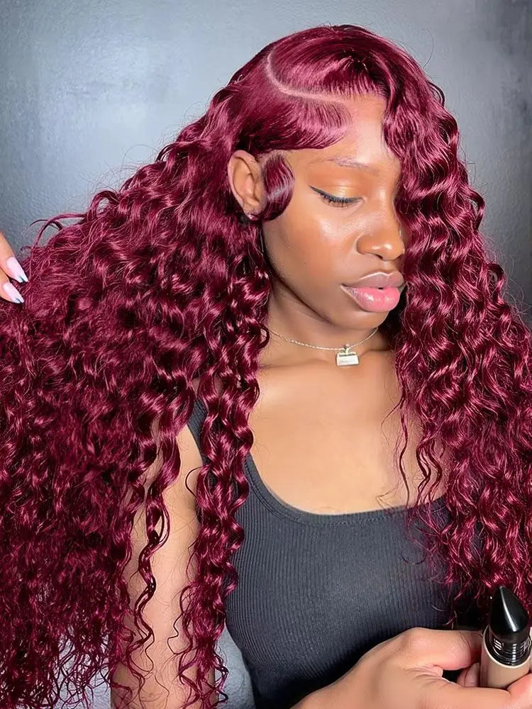 Burgundy Brazilian Deep Wave Wig