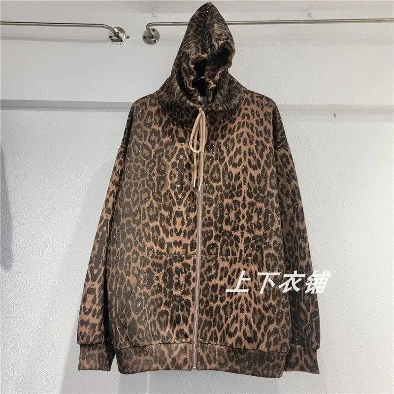 Leopard Zipper Hoodies + Pants Set