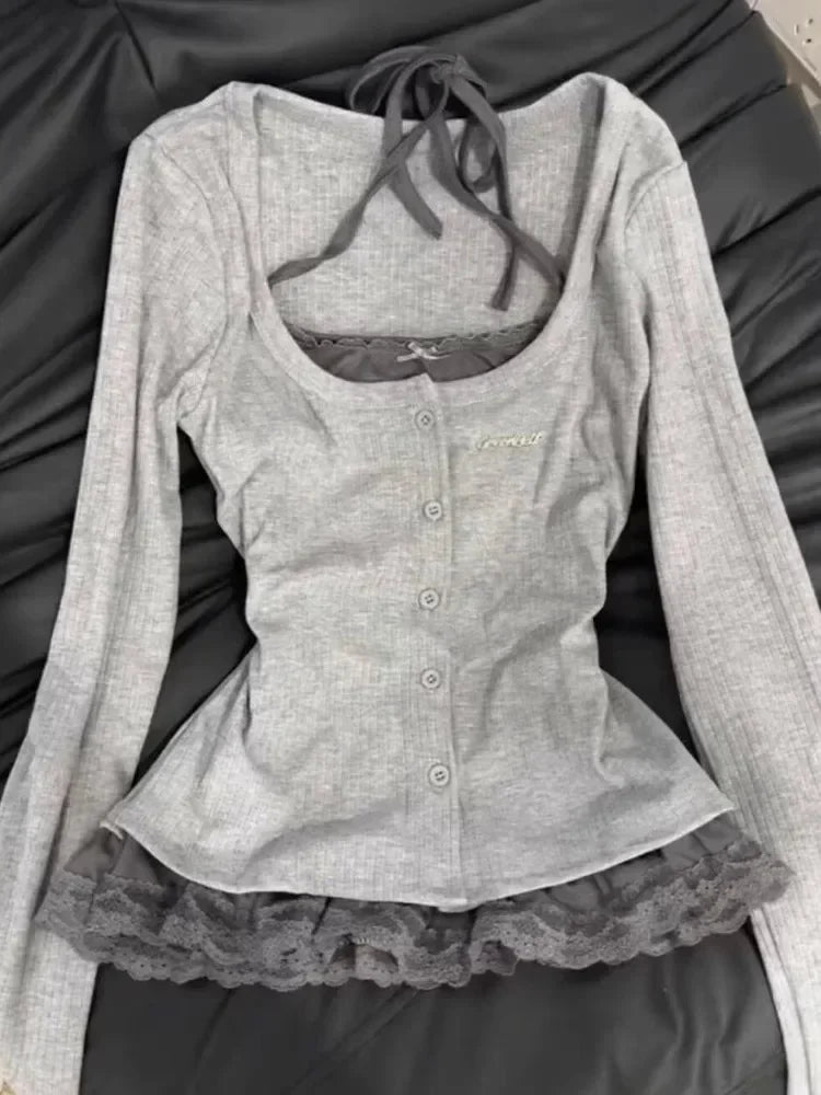 Vintage Fake 2 Piece Blouse