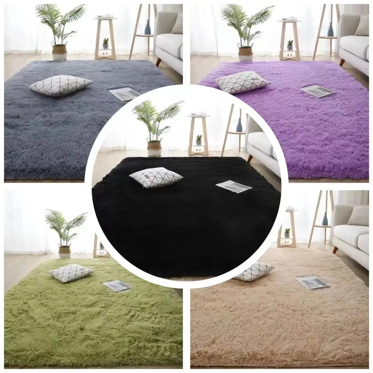 Shag Living Room Silk Wool Carpet