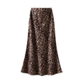 Leopard Print Suede Midi Skirt