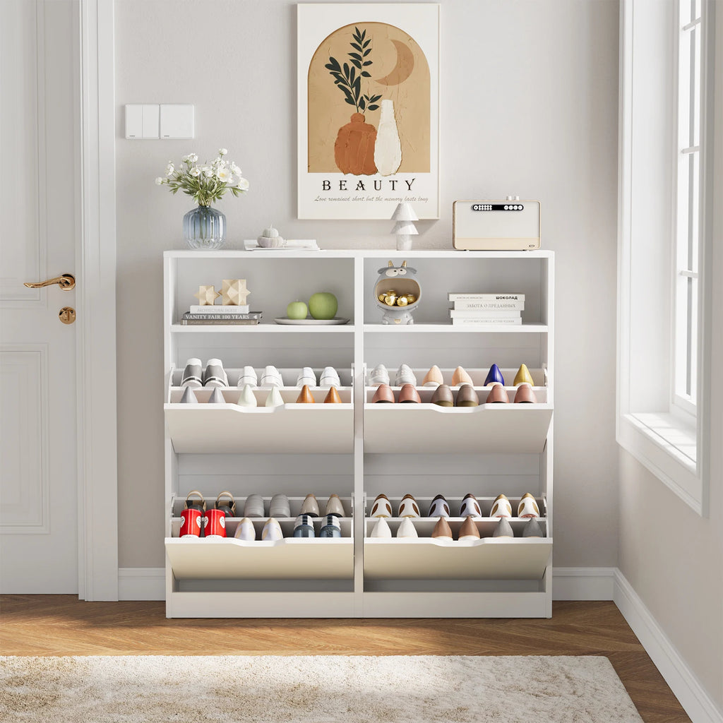 Shoe Storage Cabinet with 4 Flip Drawers