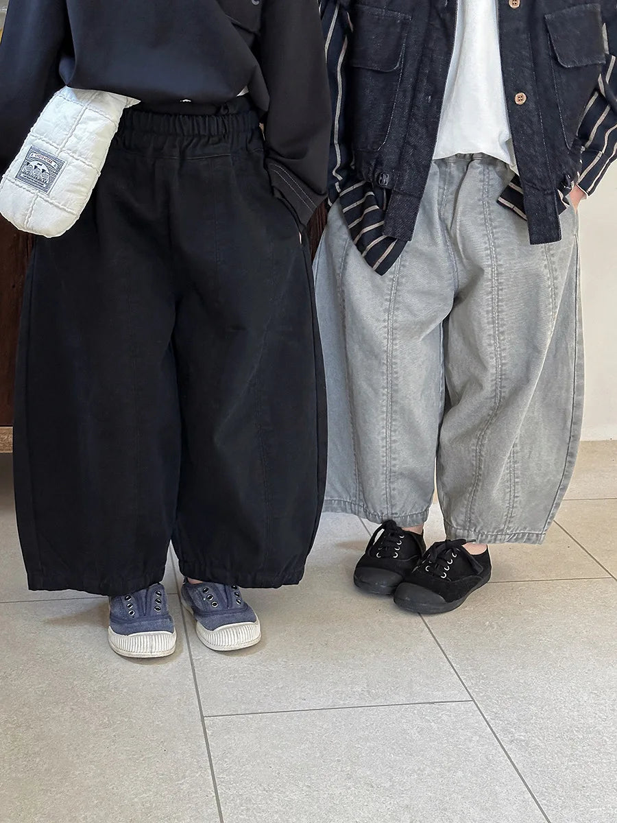 Children Clothes Kids Casual Loose Pants 2025 Boys Spring Loose Wide Legs Solid Color Fashionable Simple Kids Trousers