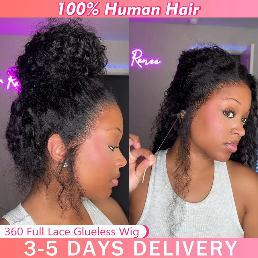 360 HD Full Lace Front Wigs Deep Wave Wig 100% Brazilian Human Hair Pre Plucked Curly Invisible Strap Glueless Wig Water Wave