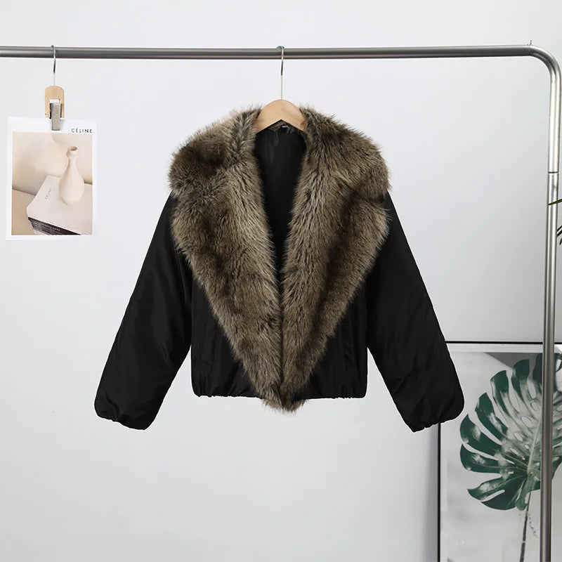 Urban Faux Fur Patchwork Cropped Coat