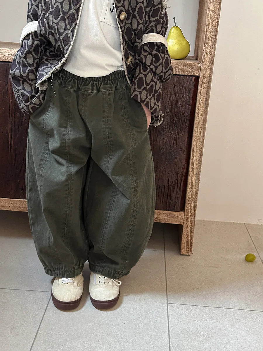 Children Clothes Kids Casual Loose Pants 2025 Boys Spring Loose Wide Legs Solid Color Fashionable Simple Kids Trousers