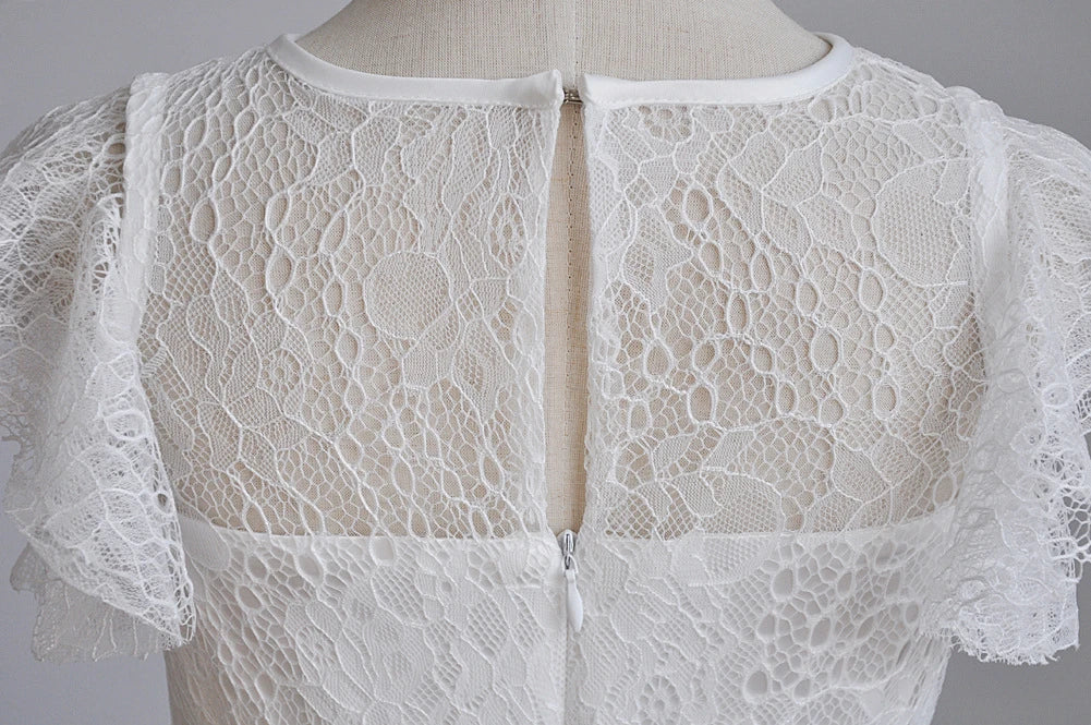 Long White Dresses for Kids Girls Princess Elegant Wedding Guest Children Bridesmaid Lace Dress Party Evening Gown 3 6 14 Years