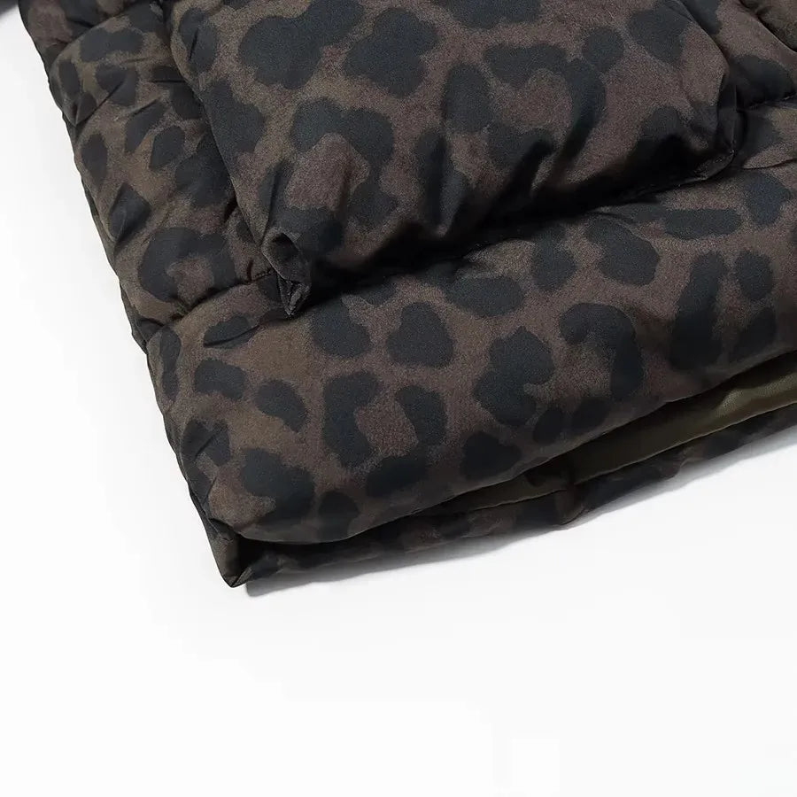Leopard Print Down Cotton-Padded Jacket