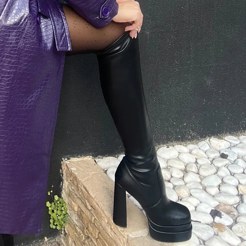 Platform Chunky Heel Boots