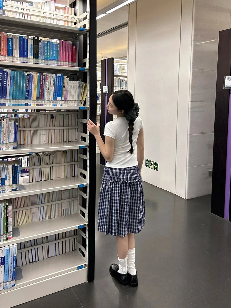 Plaid Knee-Length Skirt