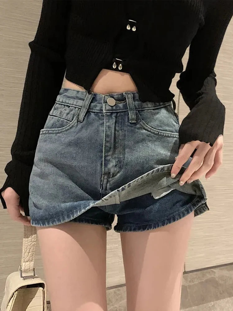 High-Waisted Denim Short Skirt