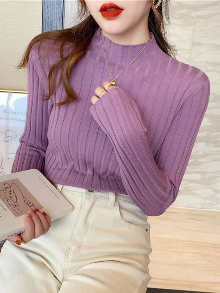 Knitted Ribbed Turtleneck Sweater