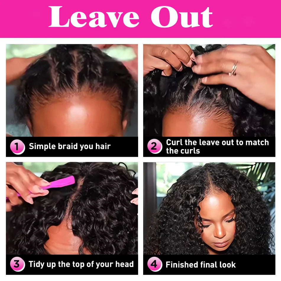 V Part Wig Human Hair Kinky Curly Wig