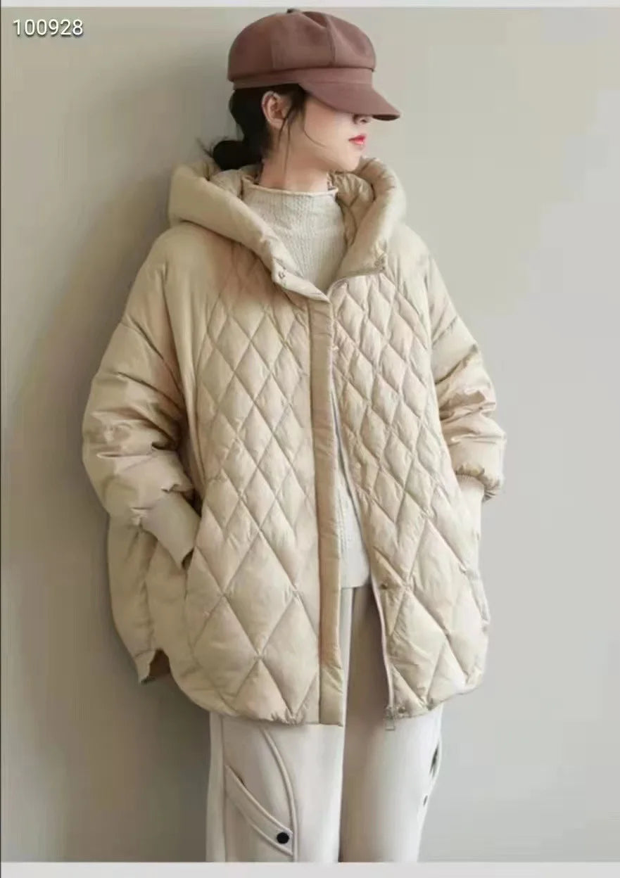 Thick Down Mid Length Hooded Jacket