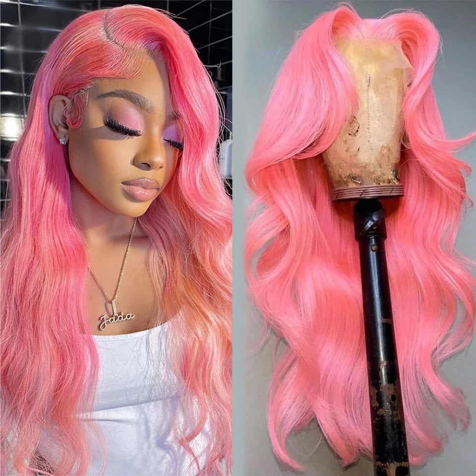 Pink Wig Body Wave 13x4 HD Lace Front Human Hair Wig