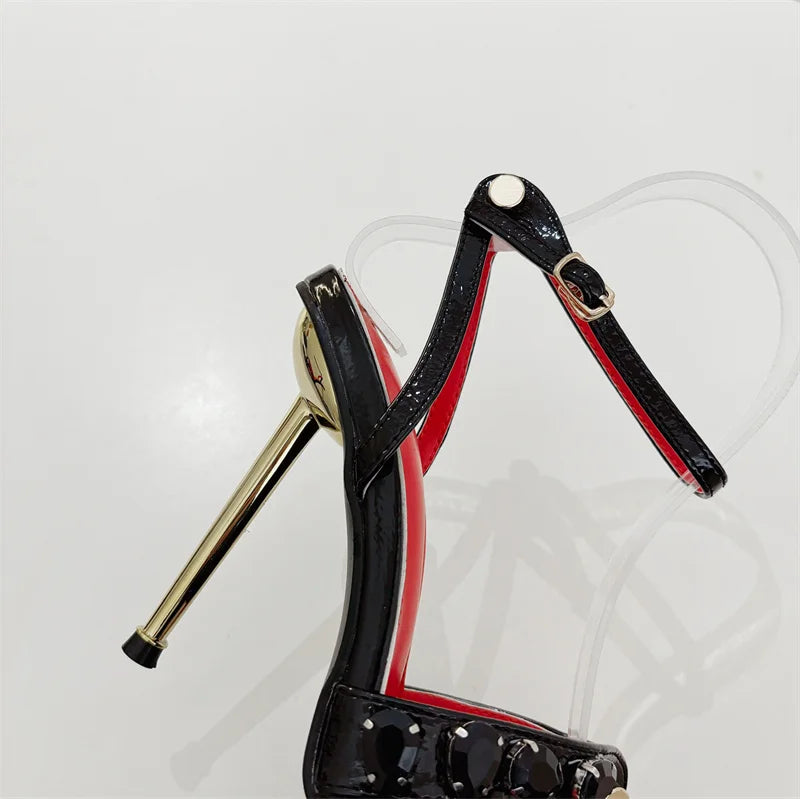 Rivet Narrow Band Metal Thin High Heels