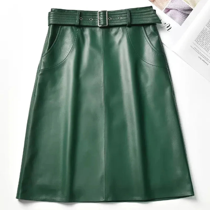 Leather A-Line Skirt
