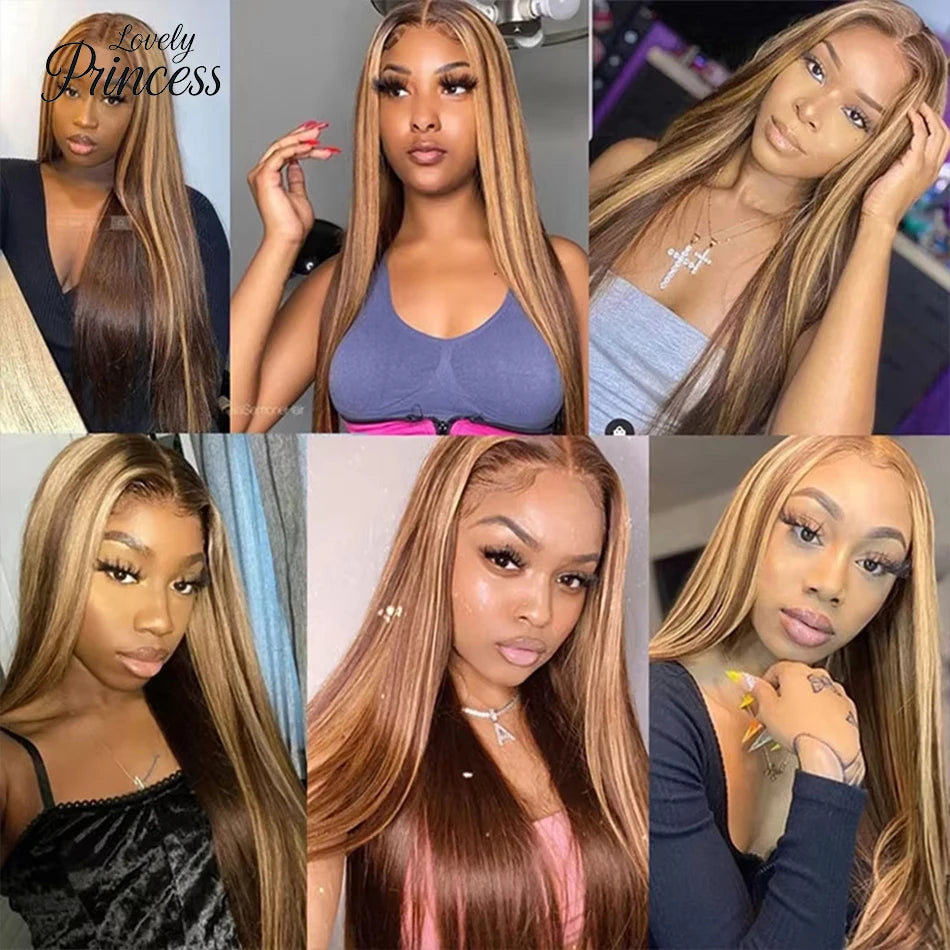 Highlight Frontal Lace Preplucked Colored Straight Wig