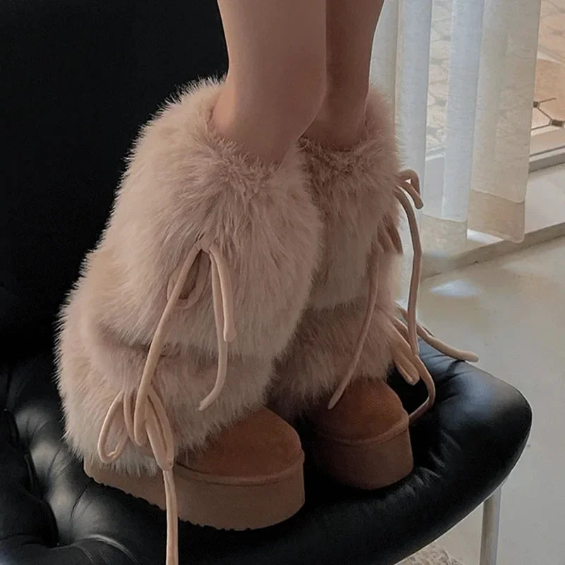 Faux Rabbit Fur Leg Warmers