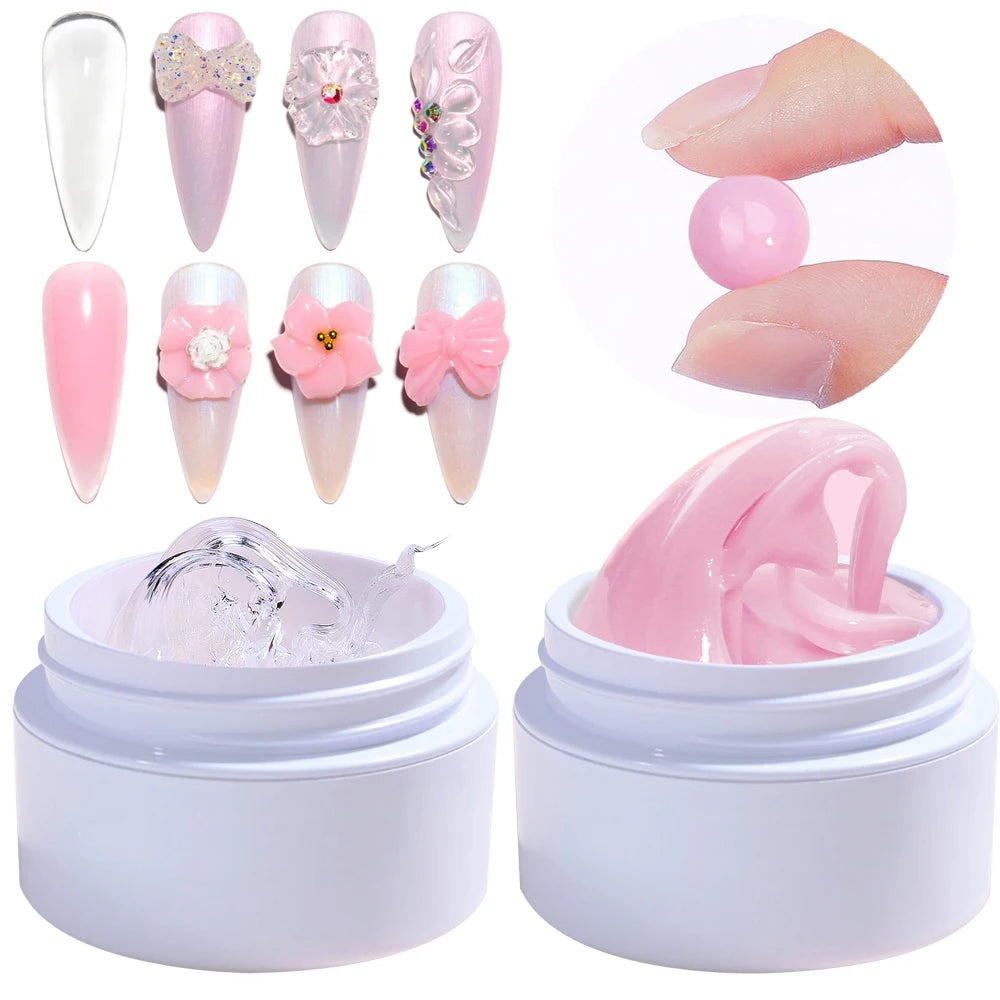 1 Jar White 3D Shaping Carving Non Stick Hand Extension Gel Nail Polish For Flower DIY Nail Art Extension Acrylic Nails Tools