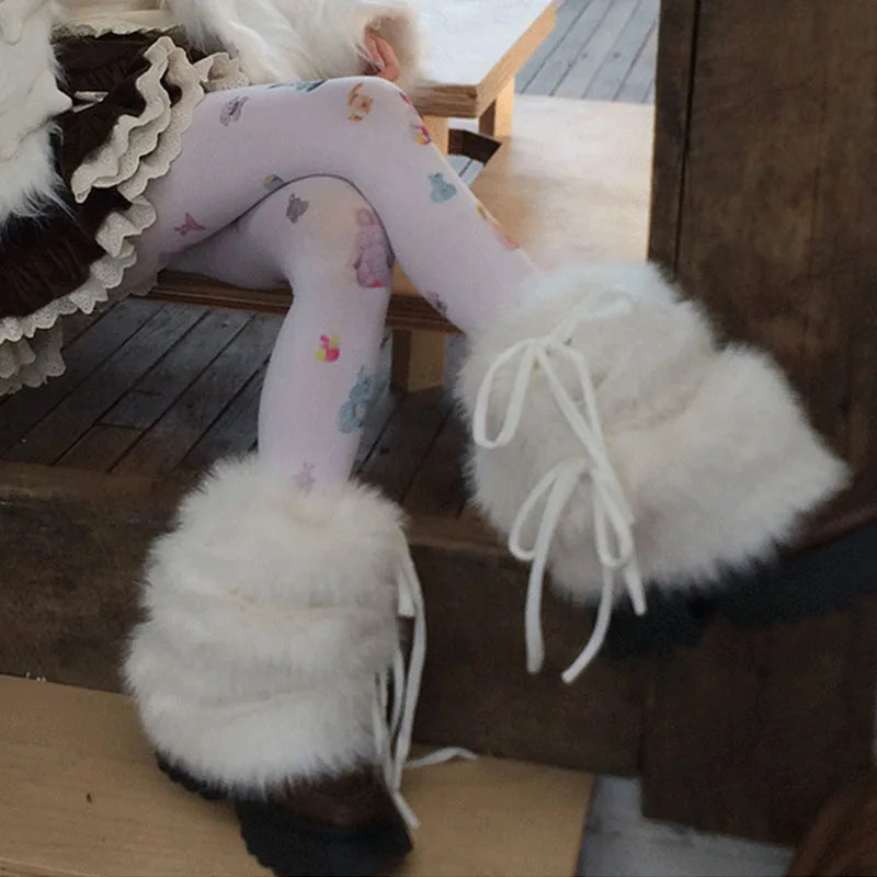 Faux Rabbit Fur Leg Warmers