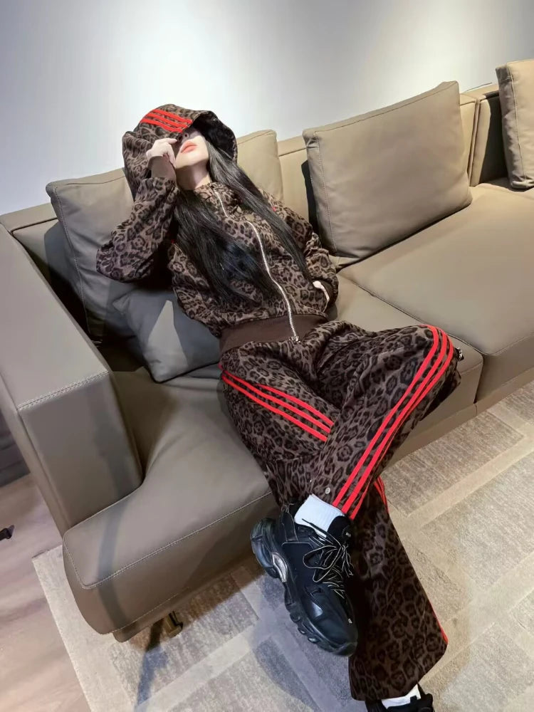 Leopard Print Sports Suit