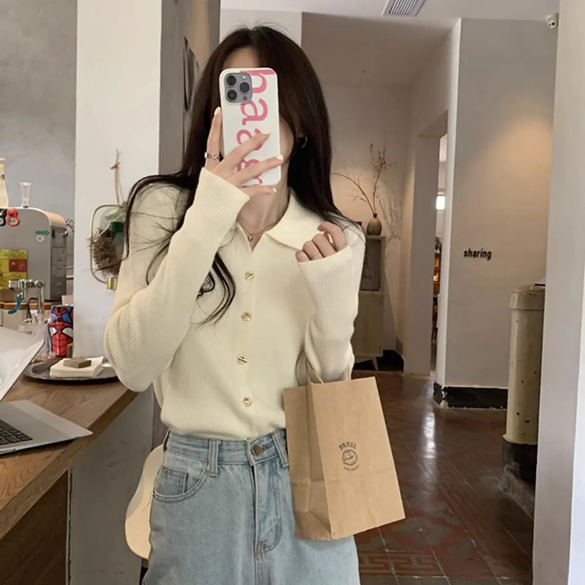 Autumn Elegant Fashion Solid Knit Cardigan Women Clothing Chic Turn-down Collar Long Sleeve Sweater All-match Elegant Button Top