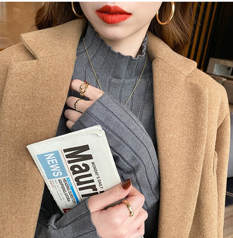 Knitted Ribbed Turtleneck Sweater