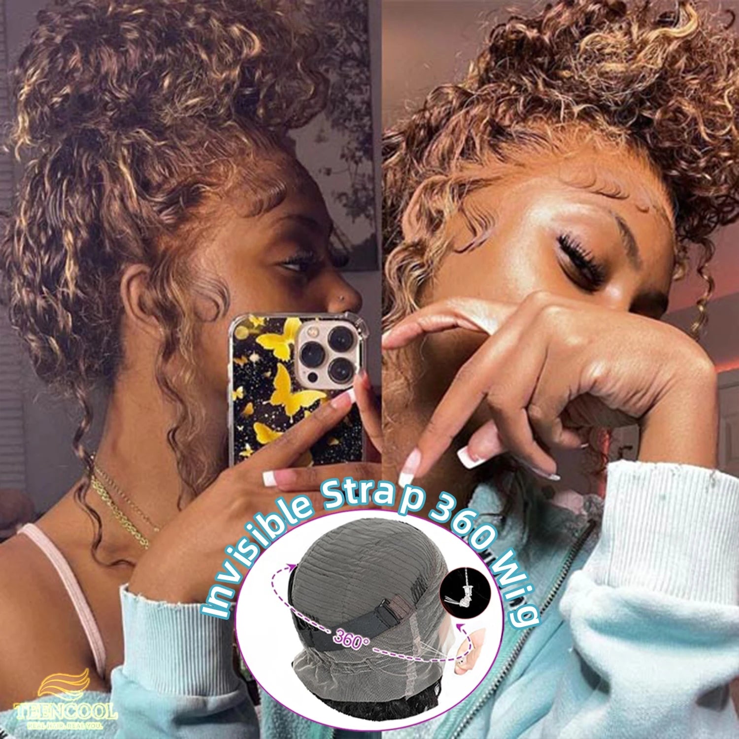 Invisi Strap Deep Wave Lace Front Curly Wig