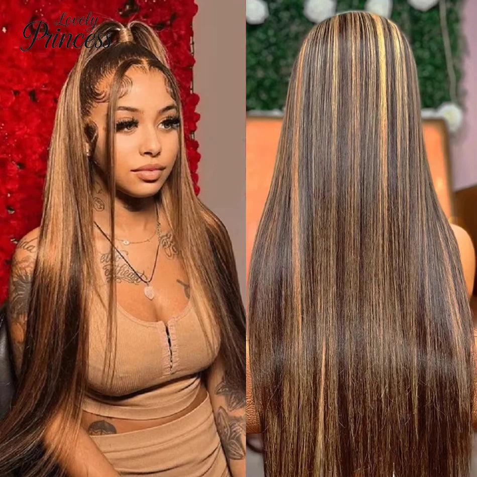 Highlight Frontal Lace Preplucked Colored Straight Wig