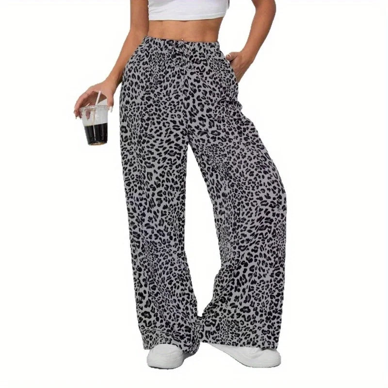 Leopard Print Straight Leg Pants