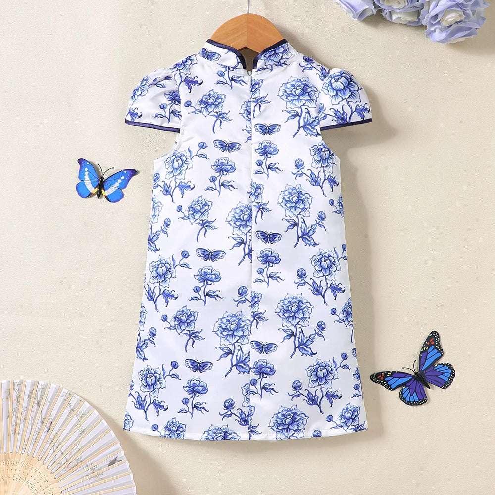 Porcelain Printed Cheongsam Dress