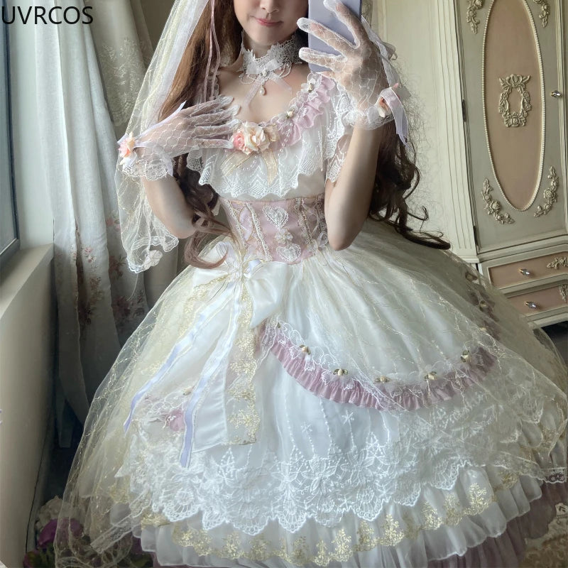 Sweet Kawaii Dress Women Victorian Vintage Princess Dress
