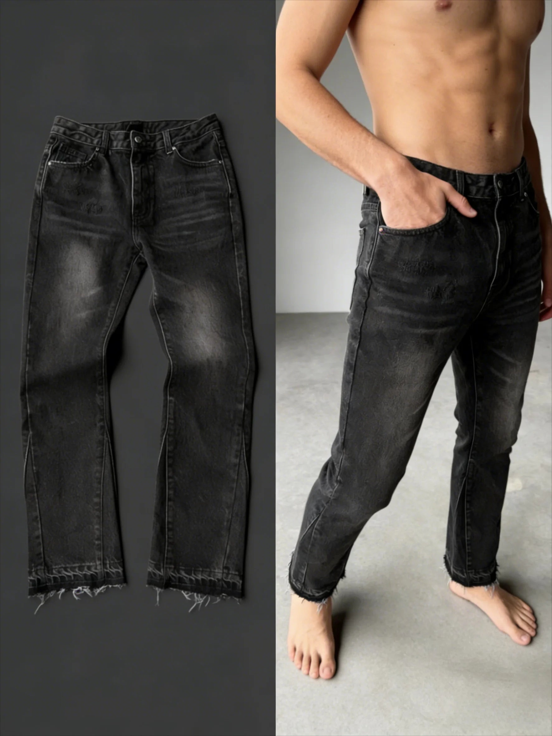 Wings Embroidered High-Waist Jeans