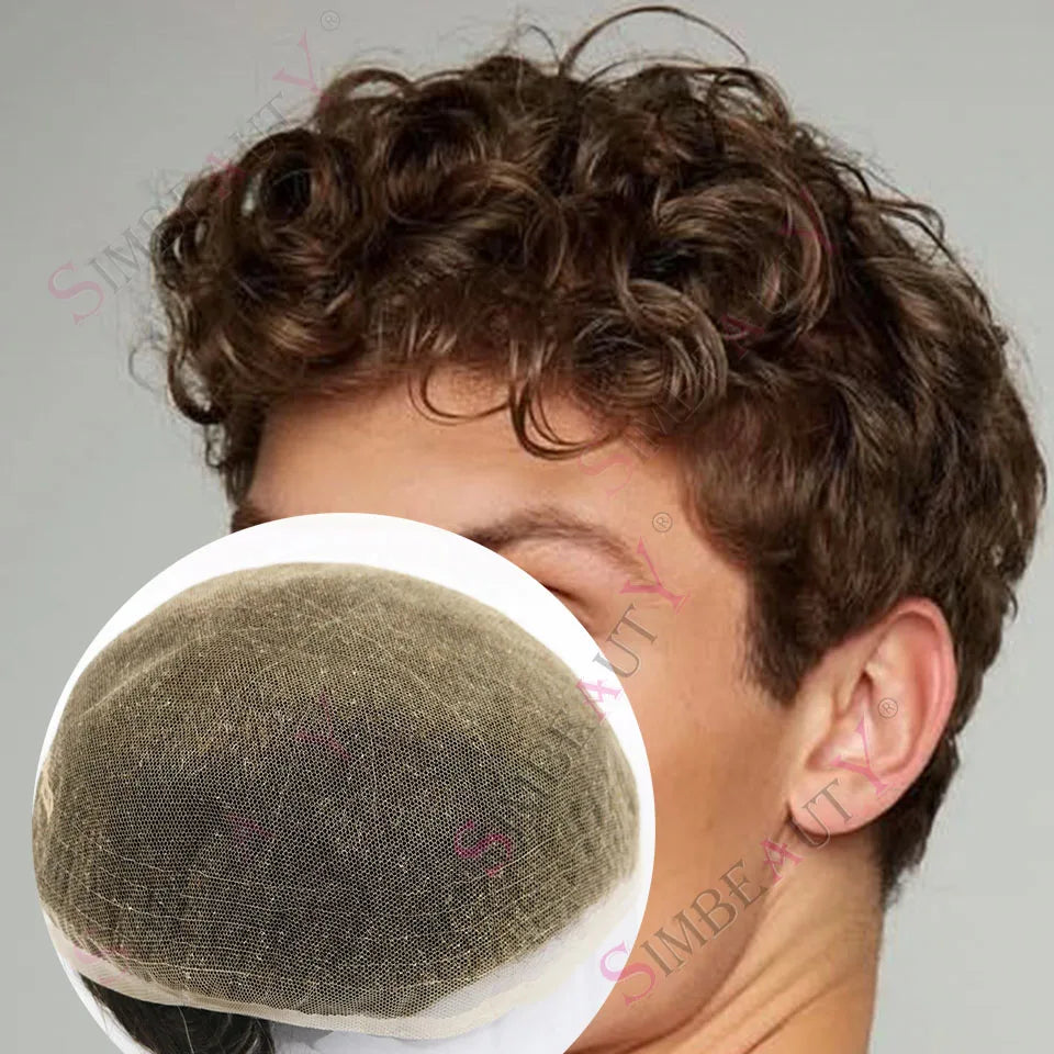 Ash Blonde Curly Toupee