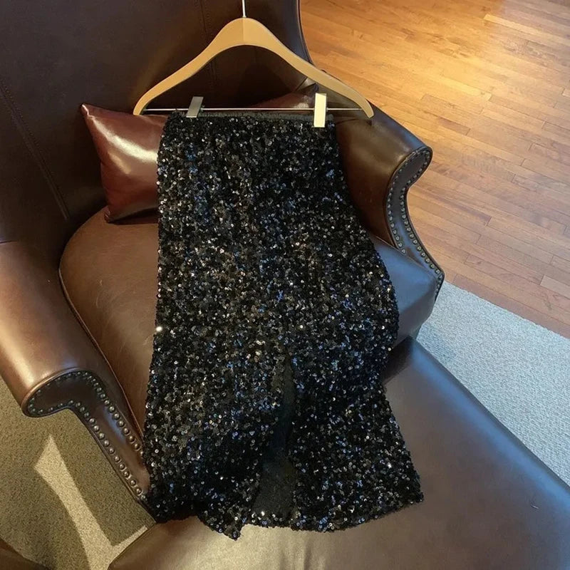 Sequin Decorate Midi Skirt