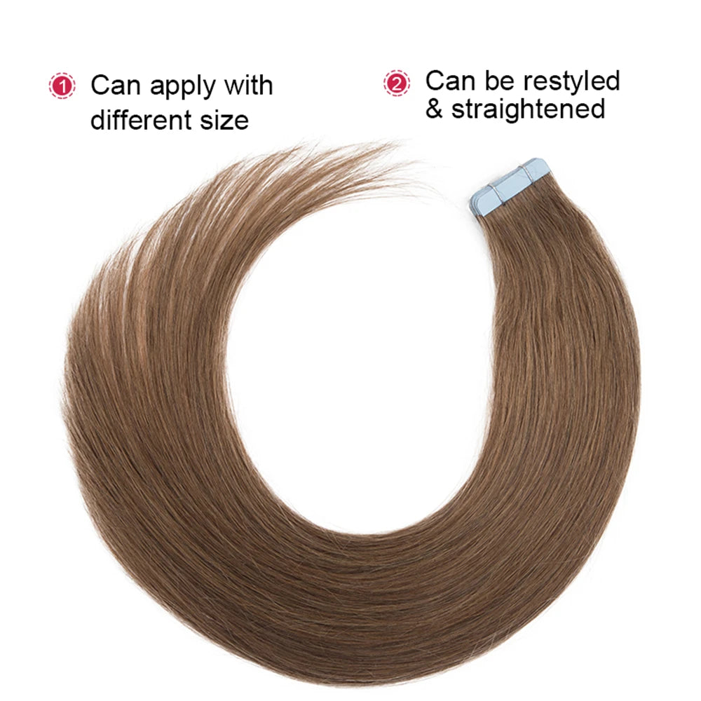 Straight Tape In Human Hair Extensions