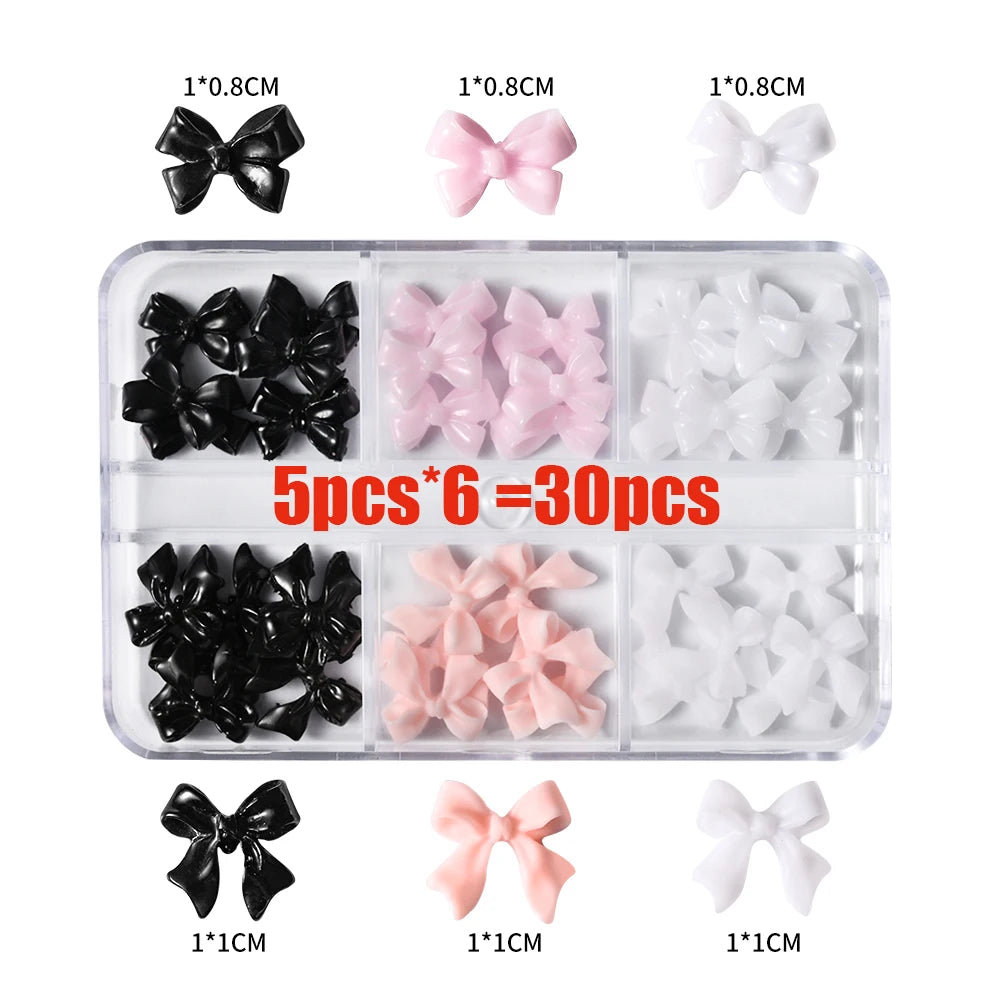 30Pcs-6gGrids Luxury Sailor&Moon 3D Red Crystal Nail Charms Gold Alloy Metal Love-Heart Diamond Nail Decor DIY Manicure Jewelry