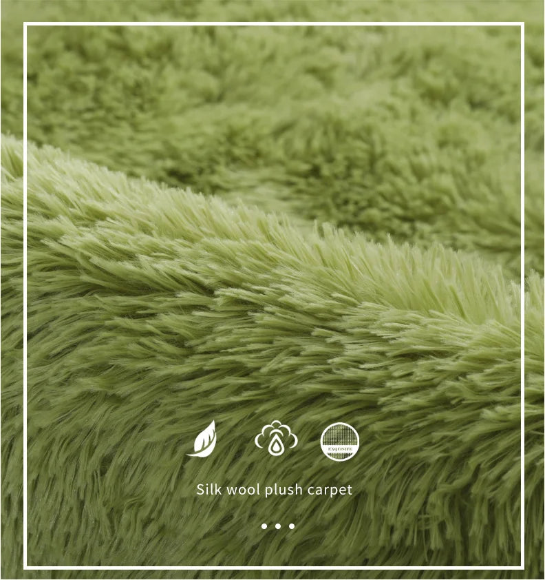 Shag Living Room Silk Wool Carpet