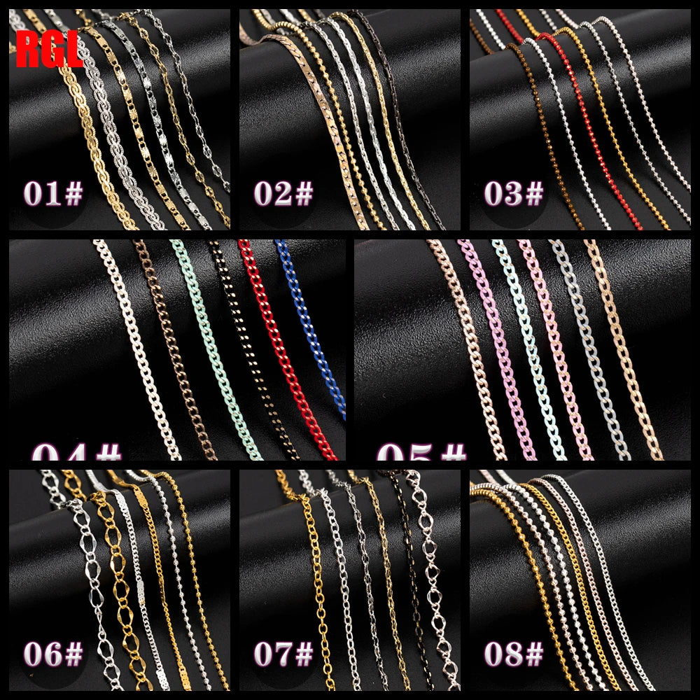 6 Grids/Pack Multi-colored All Various Shapes Chains Ring Buckle Metal 3D Studs Nail Art Alloy Decorations Manicure DIY