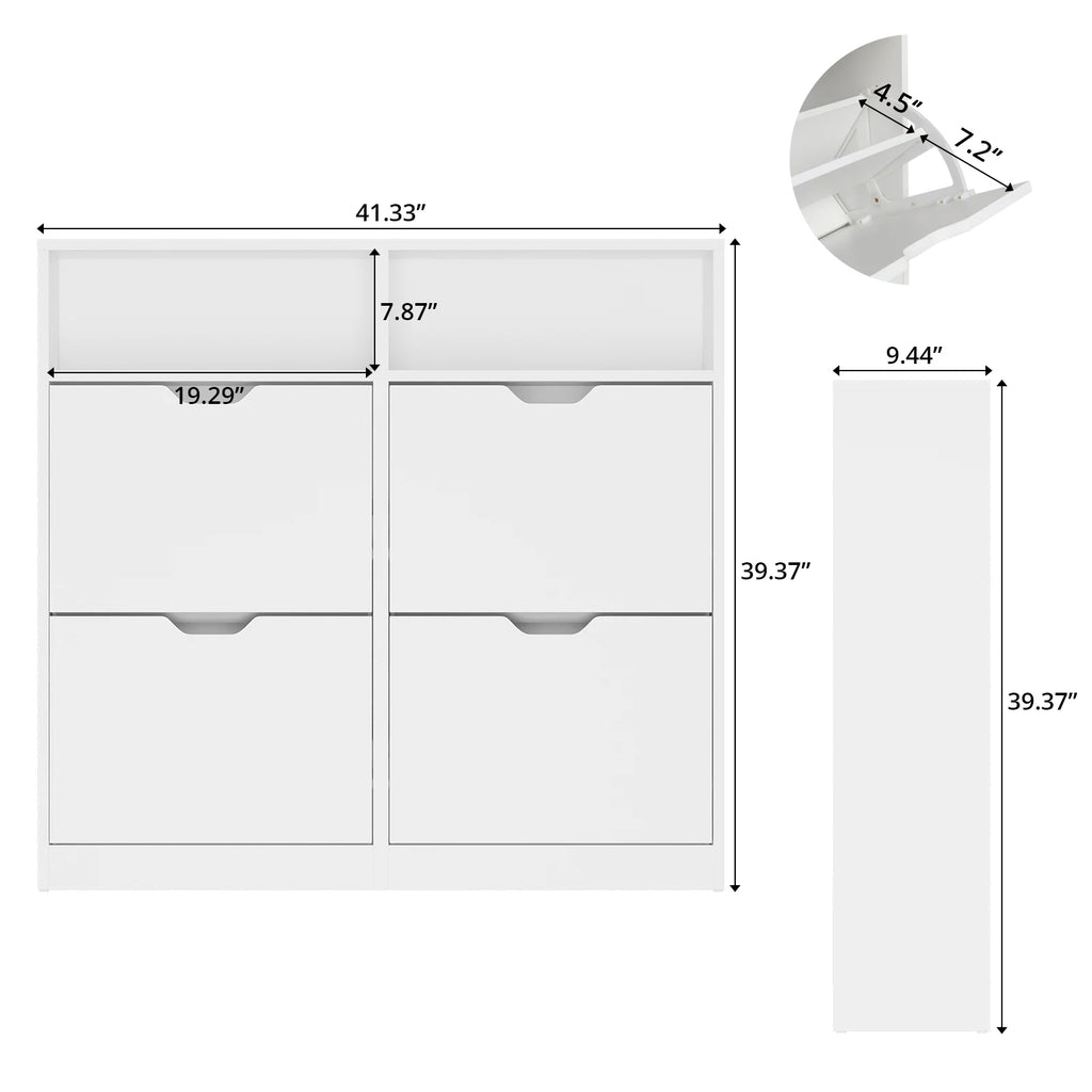 Shoe Storage Cabinet with 4 Flip Drawers