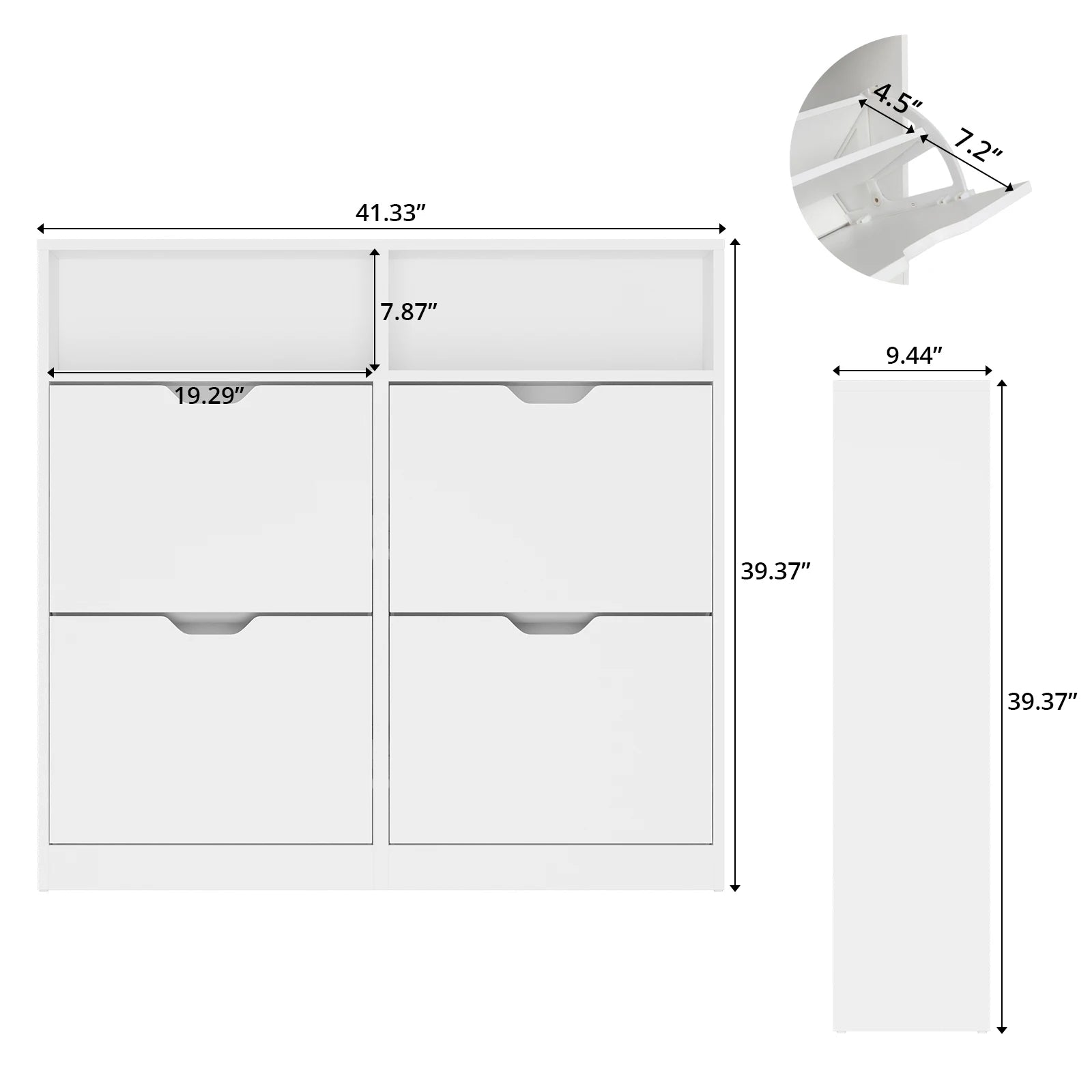 Shoe Storage Cabinet with 4 Flip Drawers