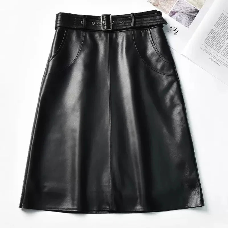Leather A-Line Skirt